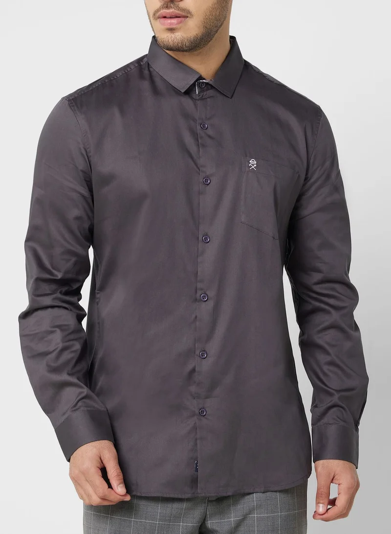 Thomas Scott Men Grey Relaxed Pure Cotton Casual Sustainable Shirt