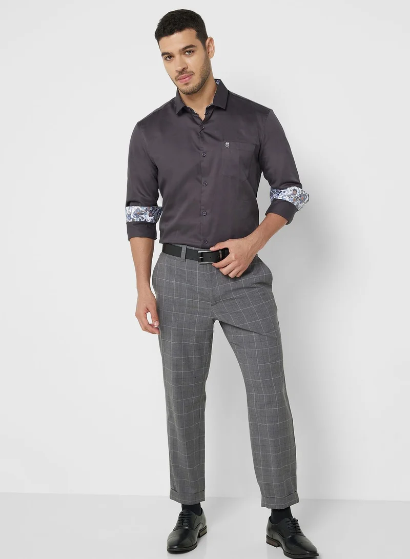 Thomas Scott Men Grey Relaxed Pure Cotton Casual Sustainable Shirt