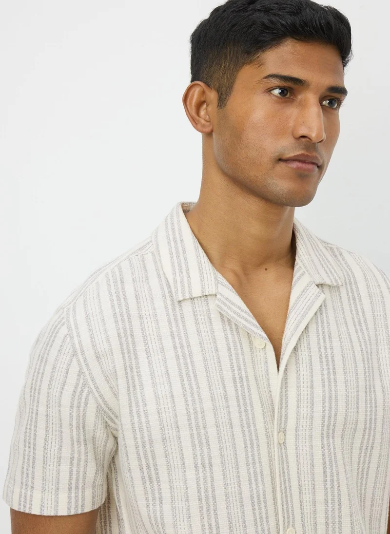 Matalan Grey Stripe Cheesecloth Shirt