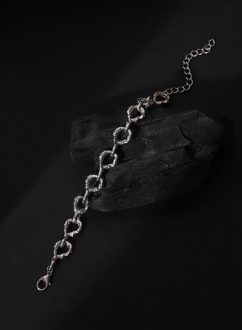 SOHI Women The Hammered Orb-Link Chain Bracelet | Chrome  Colour | One-Size | Metallic Alloy Material | Lobster Clasp Closure | Bracelet For Casual & Evening Wear - Image 1