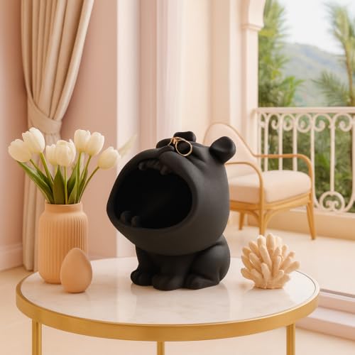 LADROX Resin Dog Shaped Home Decor | Cute and Stylish Design - (Pack of 1, Black) - Image 1