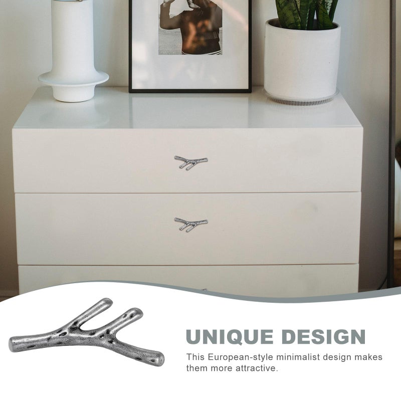 Vintage Zinc Alloy Branch Drawer Pulls 8pcs Set Single Hole Rustic Cabinet Handles - Image 4