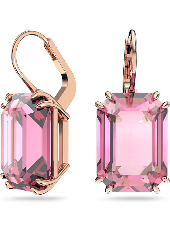 SWAROVSKI Millenia earrings Octagon cut crystal, Pink, Rose-gold tone plated - Image 2