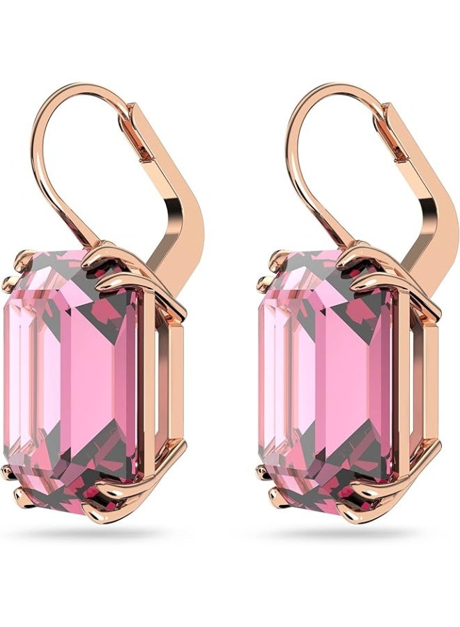 SWAROVSKI Millenia earrings Octagon cut crystal, Pink, Rose-gold tone plated - Image 3