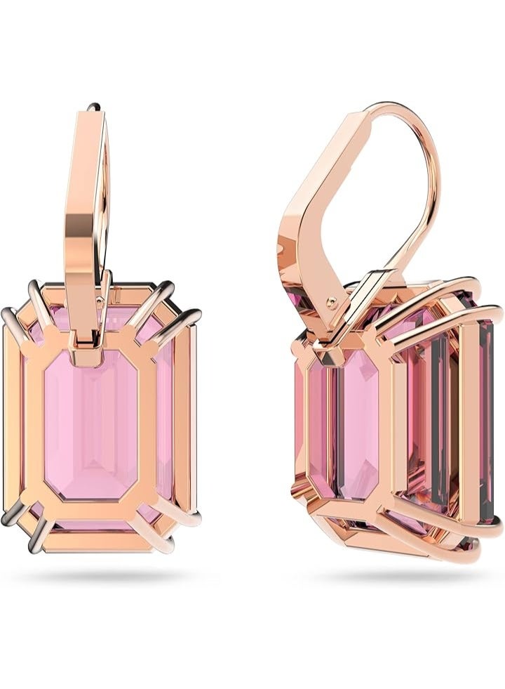 SWAROVSKI Millenia earrings Octagon cut crystal, Pink, Rose-gold tone plated - Image 4