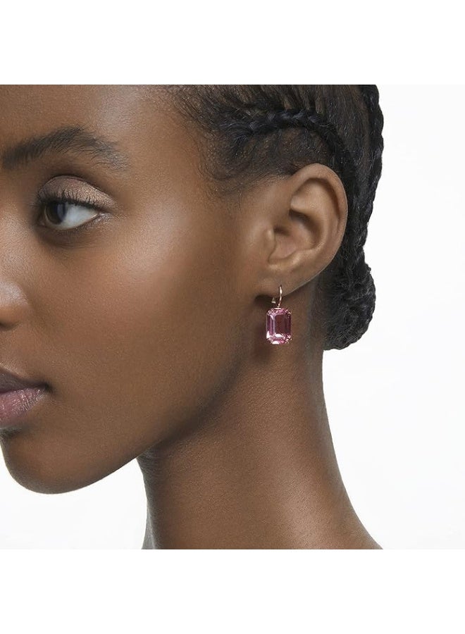 SWAROVSKI Millenia earrings Octagon cut crystal, Pink, Rose-gold tone plated - Image 5