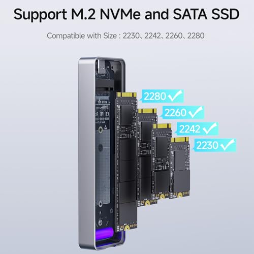 fanxiang SSD Enclosure, USB 3.2 Gen 2 (10 Gbps), M.2 NVME/SATA SSD Enclosure, USB Adapter/Reader, Solid State Drive External Enclosure, Supports M and B+M Keys and Size 2230/2242/2260/2280 SSDs, MD86 - Image 3
