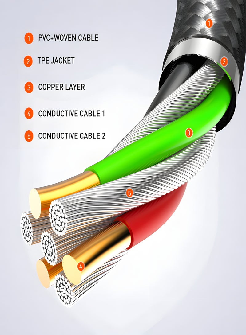 لدنيو كابل LDNIO Lightning شحن سريع 25W USB-A – كابل آيفون أصلي عالي التحمل لنقل البيانات، سلك مجدول مضاد للانثناء 1 متر - Image 4