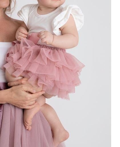 Tutu.kk Baby Girls Tutu Skirt with Diaper Cover Cotton Tulle Bloomers and Headband Sets Bean Sand 1-2 Years - Image 5