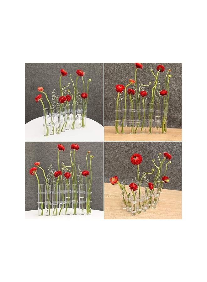 The Bros Crystal Glass Test Tube Vase Flower Pots Desktop Plant Terrarium DIY 8 Hydroponic Plants Home Garden Decoration with Brush 15x2.2cm - Image 3
