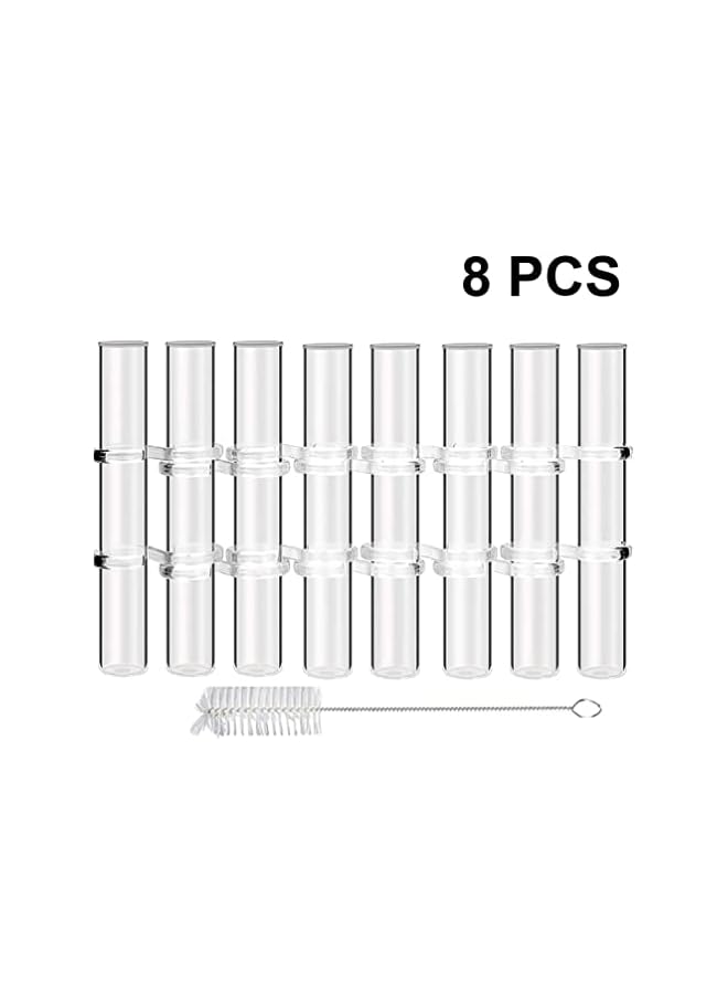 The Bros Crystal Glass Test Tube Vase Flower Pots Desktop Plant Terrarium DIY 8 Hydroponic Plants Home Garden Decoration with Brush 15x2.2cm - Image 2