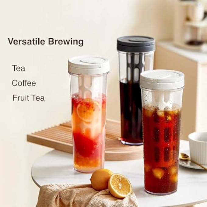 BIGTHREE Cold Brew Coffee Tumbler Plastic Iced Coffee Maker Portable Iced Coffee  Tea Infuser Travel Tumbler With LeakProof Removable Fine Mesh Filter Perfect For Outdoor Camping Trip - Image 4