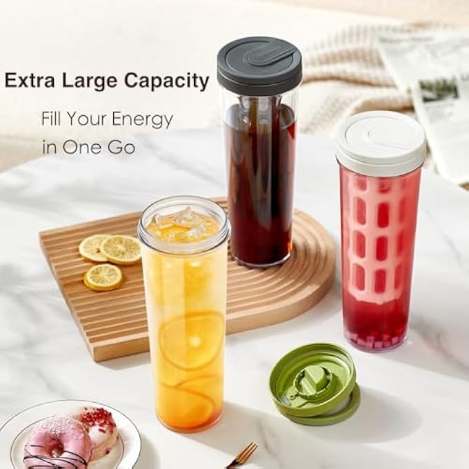 BIGTHREE Cold Brew Coffee Tumbler Plastic Iced Coffee Maker Portable Iced Coffee  Tea Infuser Travel Tumbler With LeakProof Removable Fine Mesh Filter Perfect For Outdoor Camping Trip - Image 3