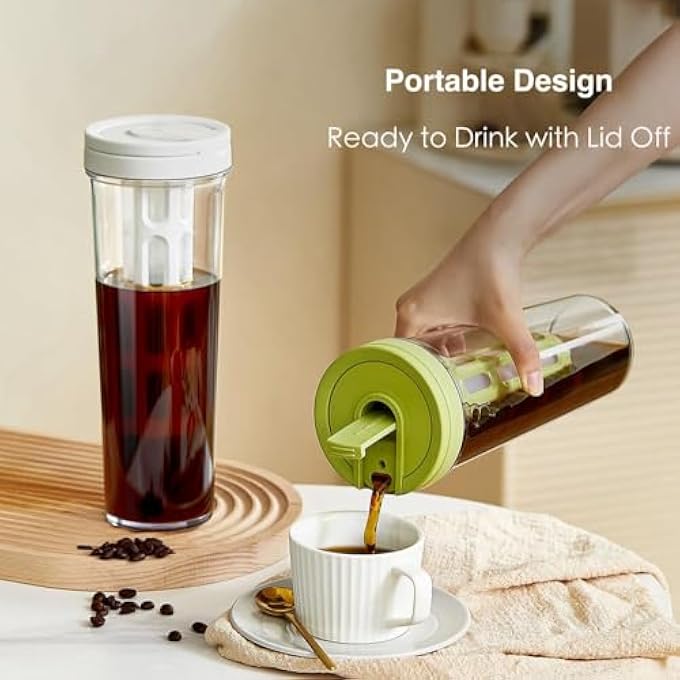 BIGTHREE Cold Brew Coffee Tumbler Plastic Iced Coffee Maker Portable Iced Coffee  Tea Infuser Travel Tumbler With LeakProof Removable Fine Mesh Filter Perfect For Outdoor Camping Trip - Image 5