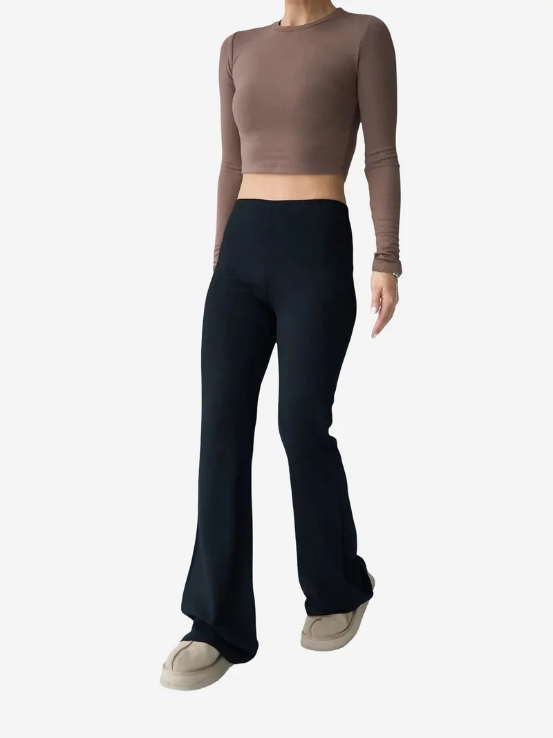 Qustyle QU STYLE High Waist Flare Leggings