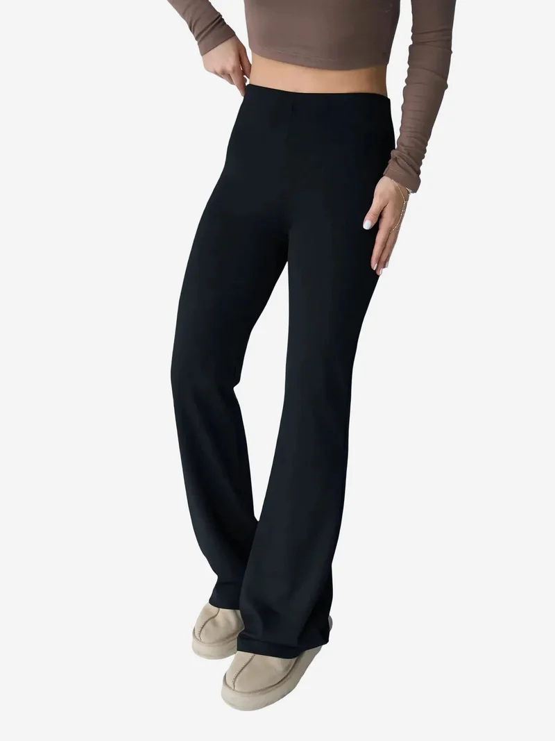 Qustyle QU STYLE High Waist Flare Leggings