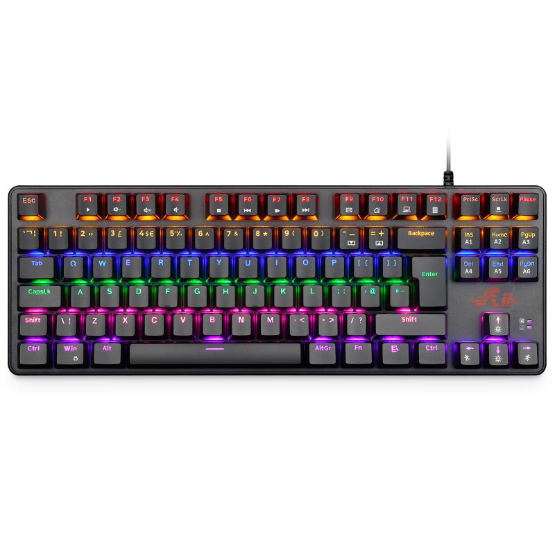 Rii Mechanical Gaming keyboard, RK908 60% Mechanical Keyboard(9 Backlight Modes) Blue Switches with 7 Color 88 Keys for PC Windows Mac keyboard-UK Layout - Image 1