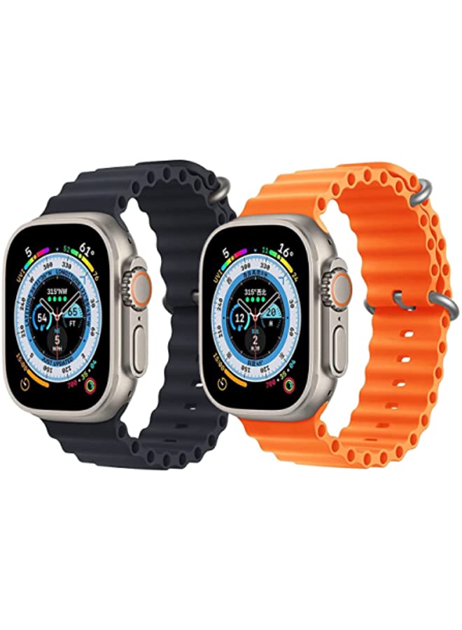 IAF Silicone Ocean Band Strap for Apple Watch 38/40/41mm Black/Orange Set of 2