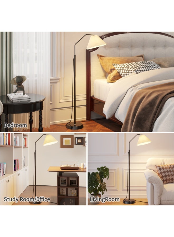 Castlery Floor Lamp with Remote & App Control - 12W LED Standing Lamp 3 Color Temperature & Dimmable Brightness, Vintage Pleated Lampshade Floor Tall Lamp for Living Room Bedroom, Night Light & Timer Function - Image 4