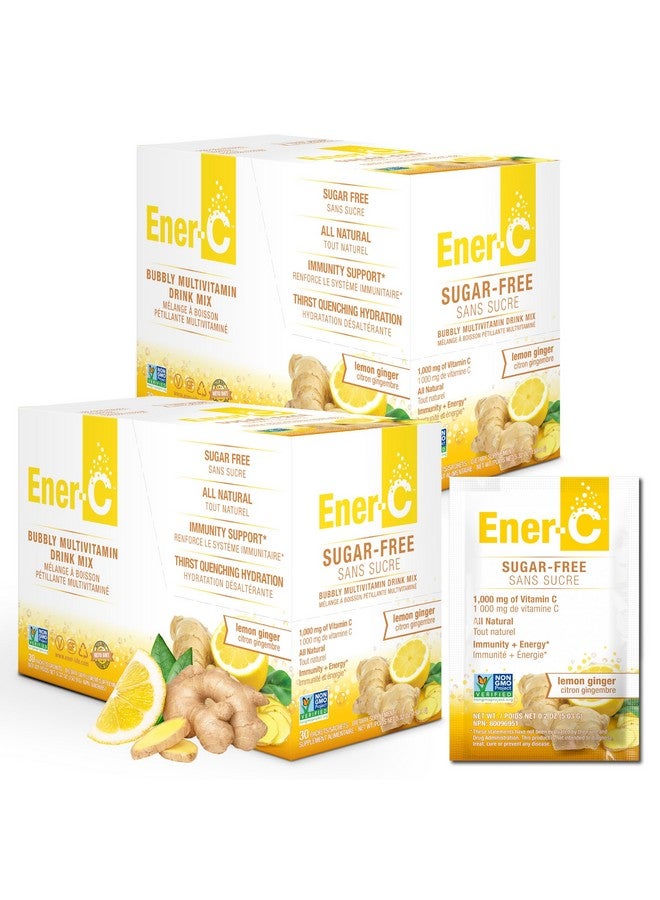 Ener-C مشروب طاقة ليمون زنجبيل متعدد الفيتامينات خالي من السكر Ener-C - فيتامين C 1000 ملغ والإلكتروليتات - دعم المناعة الطبيعية مع مساحيق عصير الفاكهة الحقيقية - غير معدّل وراثيًا نباتي وخالي من الغلوتين - 60 حبة - Image 1