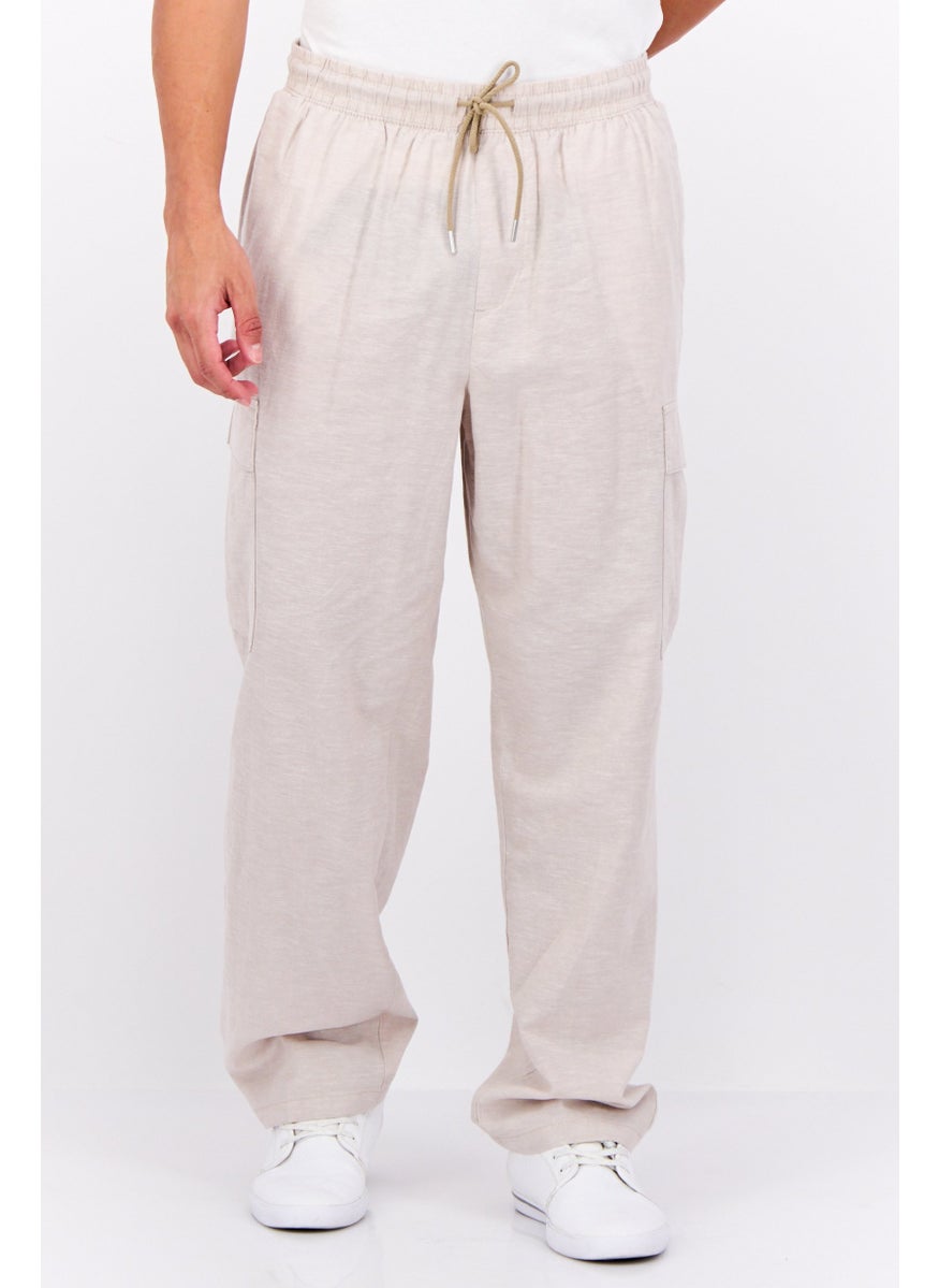 Jack Jones Men Loose Fit Heather Drawstrings Cargo Pants, Stone Grey Melange  - Image 1