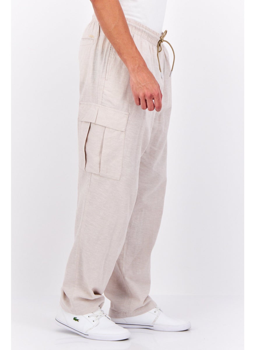 Jack Jones Men Loose Fit Heather Drawstrings Cargo Pants, Stone Grey Melange  - Image 2