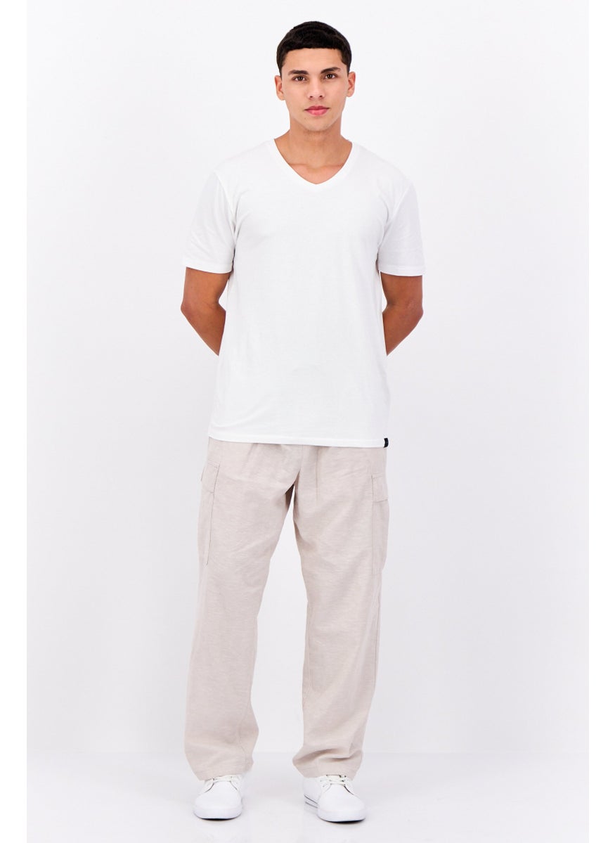 Jack Jones Men Loose Fit Heather Drawstrings Cargo Pants, Stone Grey Melange  - Image 4