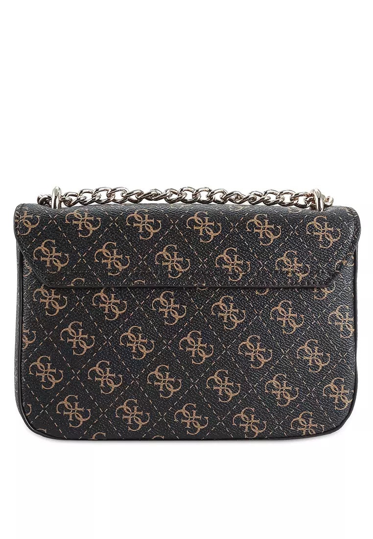 GUESS Camera Bag Zipper PU Women's Casual Classic Print Bag Brown - Image 4