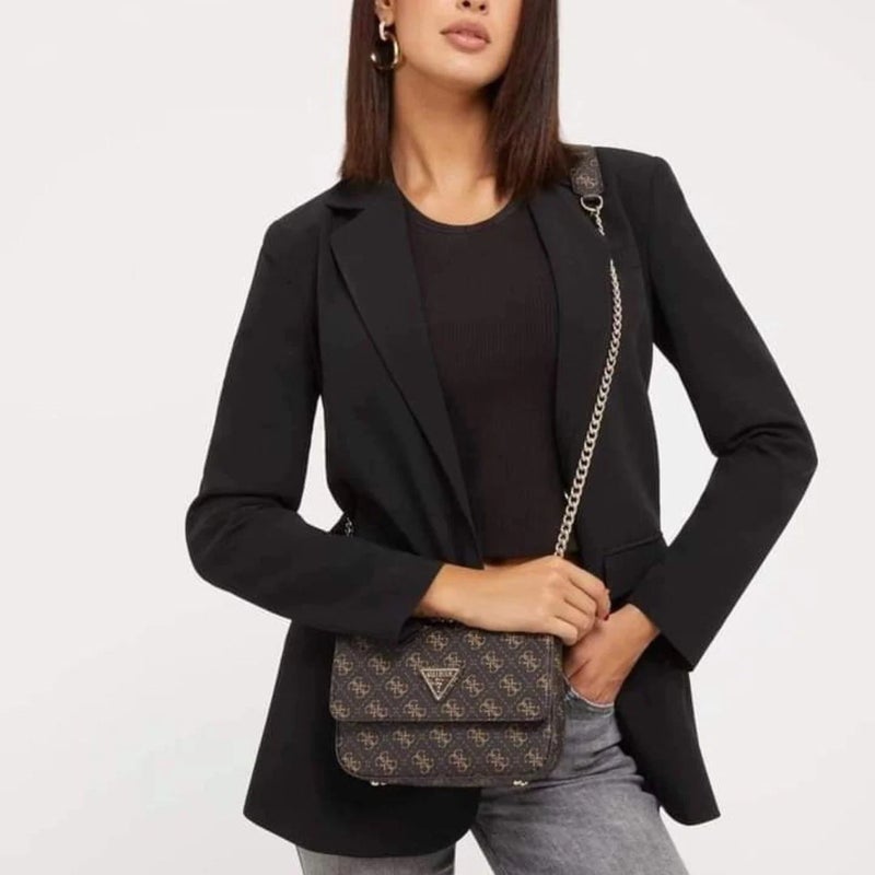 GUESS Camera Bag Zipper PU Women's Casual Classic Print Bag Brown - Image 2