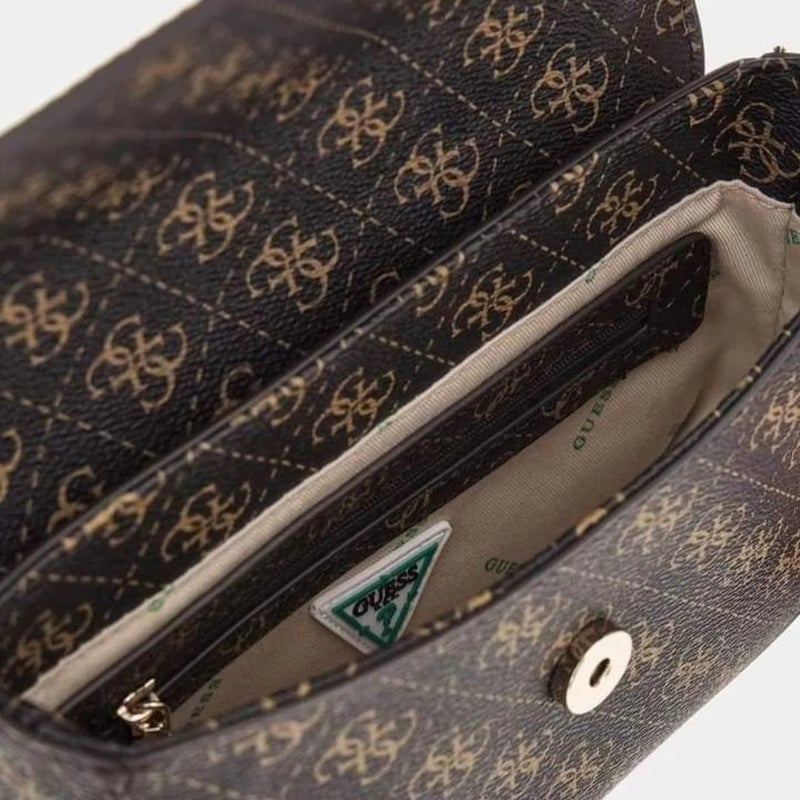 GUESS Camera Bag Zipper PU Women's Casual Classic Print Bag Brown - Image 3