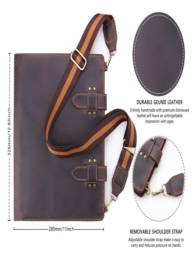 Robrasim Handmade Leather Sketchbook Cover, Artist Sketch Pad Holder for 9"X12" Sketchbook, Drawing Book and Pencil Case, Journal Notebook Portfolio with Shoulder Strap, Artist Gifts, Coffee - Image 3