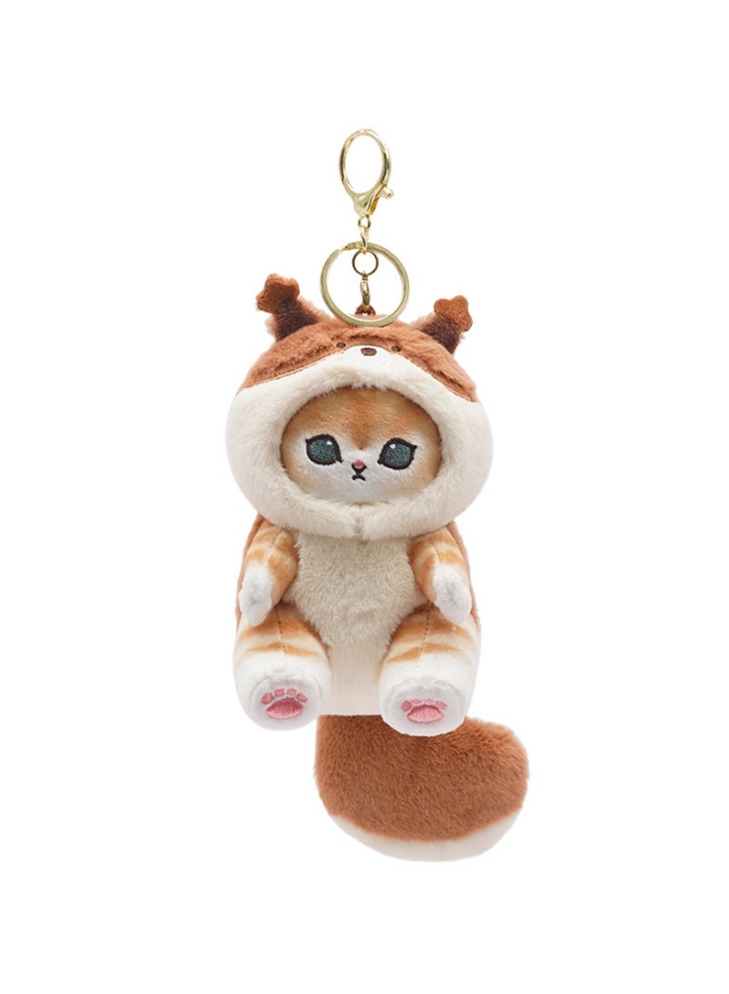 12cm Cat Fushandi Little Squirrel Pendant Keychain Plush Doll Backpack Accessories Bag Pendant Cartoon Bag Accessories Doll Gift  - Image 1