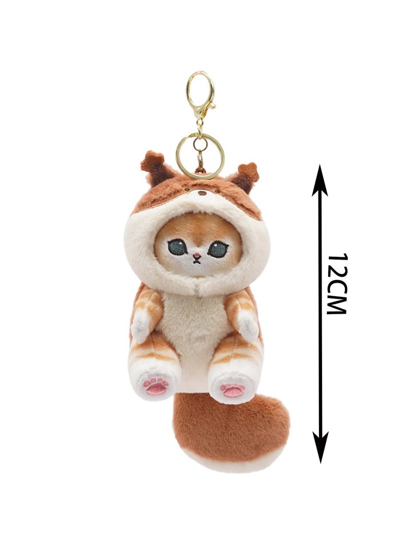 12cm Cat Fushandi Little Squirrel Pendant Keychain Plush Doll Backpack Accessories Bag Pendant Cartoon Bag Accessories Doll Gift  - Image 2