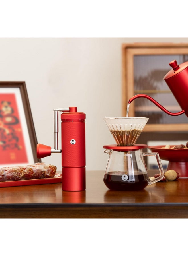 TIMEMORE S3 Manual Coffee Grinder with External Adjustment and Stainless Steel Patented Burr，Hand Coffee Grinder High Presicion Premium Expresso Coffee Grinder Chestnut S3, Red - Image 4