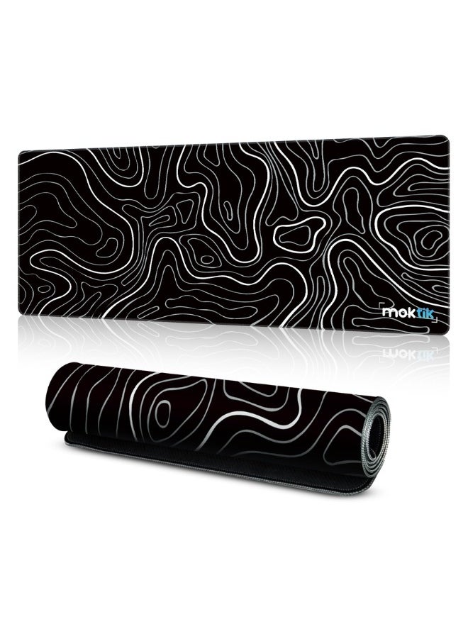 moktik Gaming Mouse Pad Large [300 x 800 mm] Anti-Slip - Waterproof - Black topography Design.  - Image 1