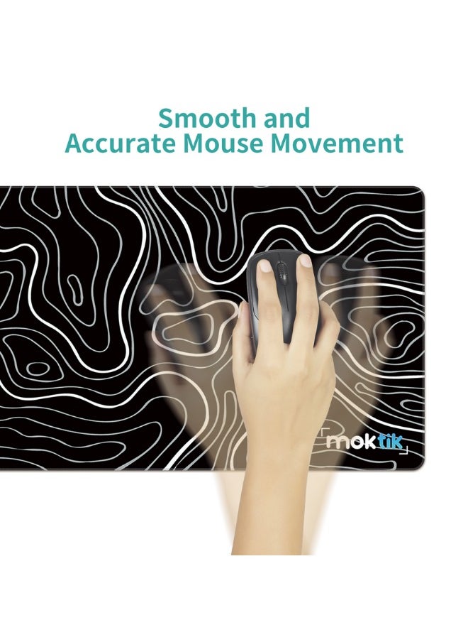 moktik Gaming Mouse Pad Large [300 x 800 mm] Anti-Slip - Waterproof - Black topography Design.  - Image 2