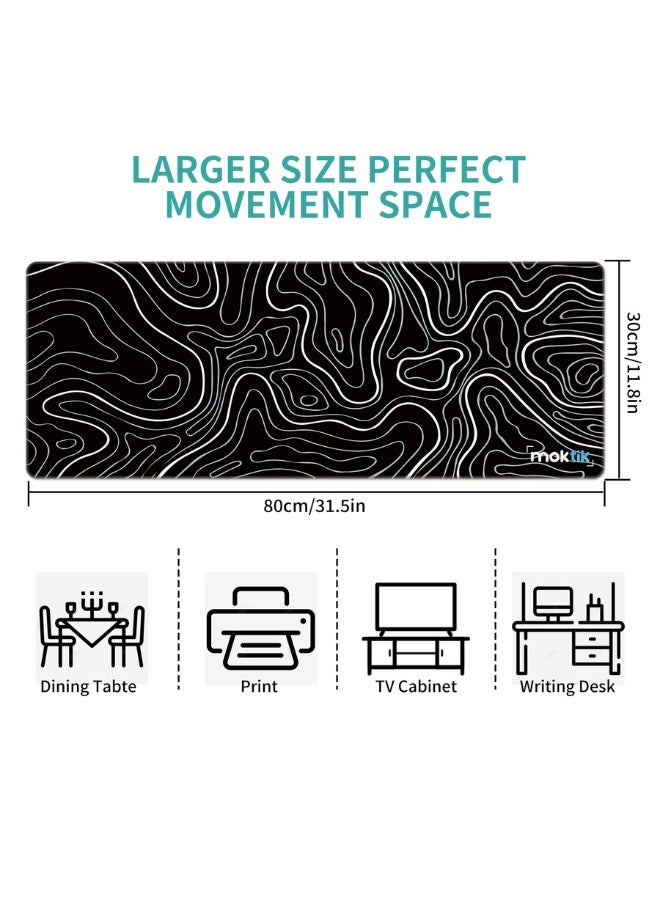 moktik Gaming Mouse Pad Large [300 x 800 mm] Anti-Slip - Waterproof - Black topography Design.  - Image 5