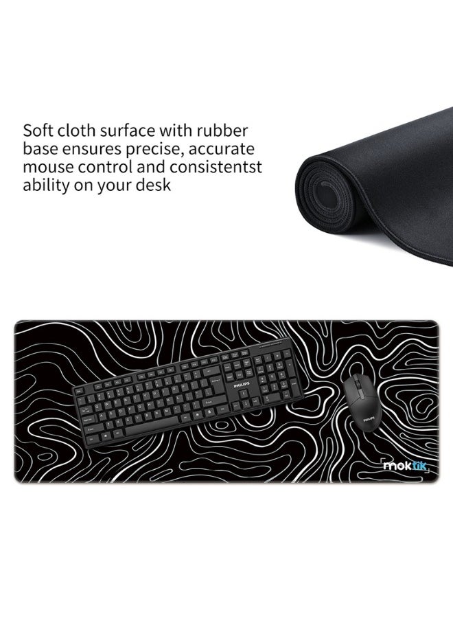 moktik Gaming Mouse Pad Large [300 x 800 mm] Anti-Slip - Waterproof - Black topography Design.  - Image 4