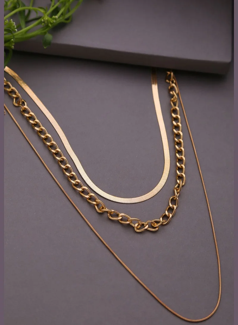 SOHI Pack of 3 Gold Plated Designer Chain