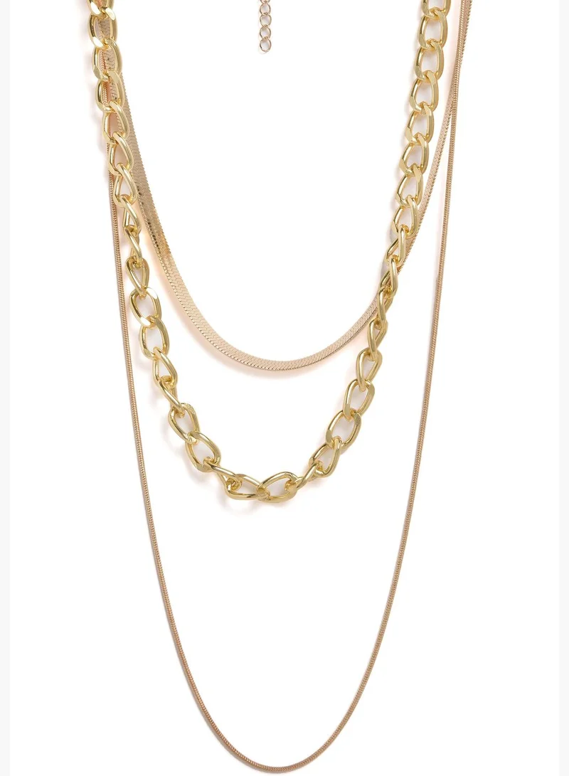 SOHI Pack of 3 Gold Plated Designer Chain