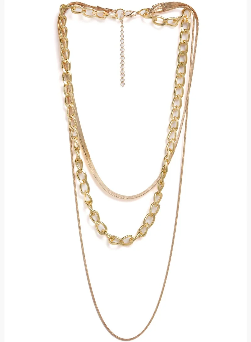 SOHI Pack of 3 Gold Plated Designer Chain