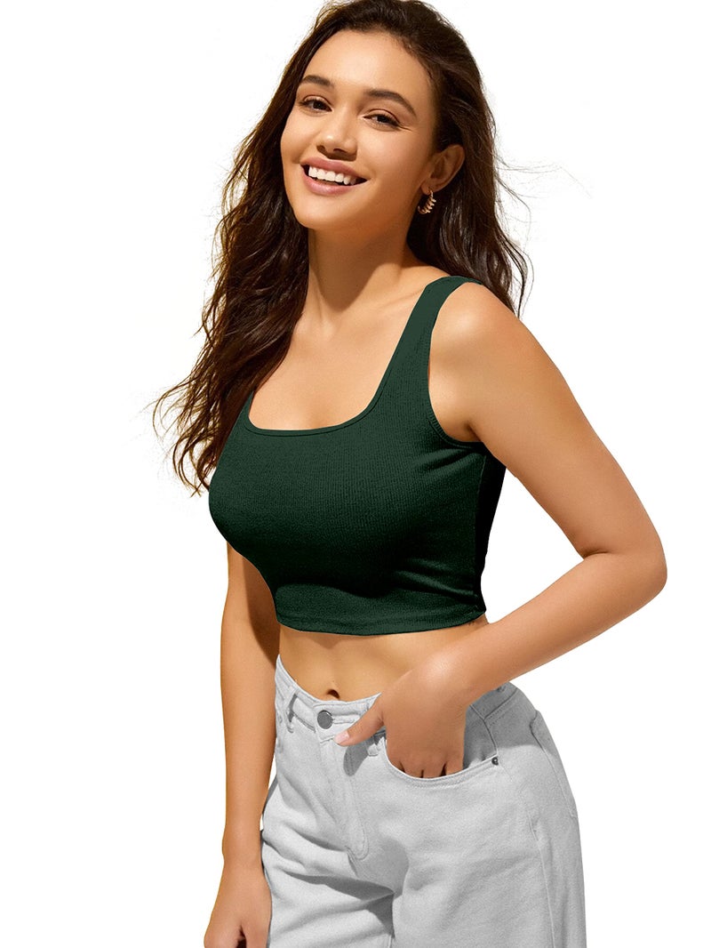 Berry&Bird BERRY BIRD Classic Fit Stylish Women's Sleeveless Square Neck Ribbed Crop Tops For Gym, Beach,And Casual Stylish Wear Tank Top - Classic Fit - Image 1