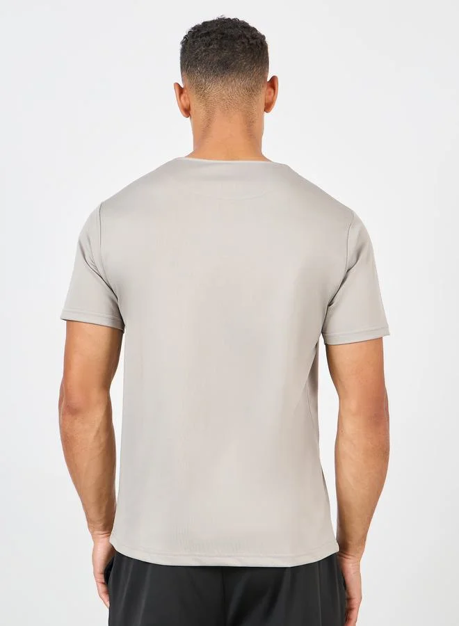 Styli Ultra Soft Micro Poly Front Zip Panel Detail Active T-shirt