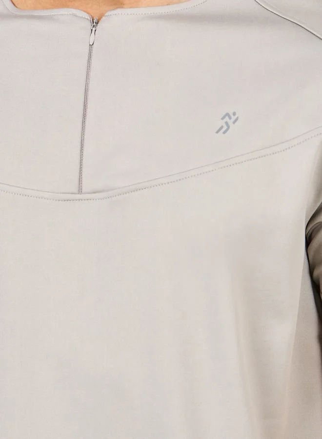 Styli Ultra Soft Micro Poly Front Zip Panel Detail Active T-shirt