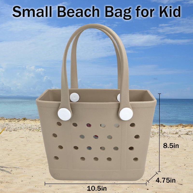 Juyeesm Small Rubber Beach Bags for Kids, Waterproof Sandproof Rubber Tote Bags Pool Bag for Travel, Boat, Sport - Image 2