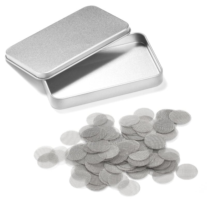 Pipe Screens 200 Pieces Stainless Steel 38 0375 Inch 95 mm Pipe Bowl Fiters with Metal Storage Box