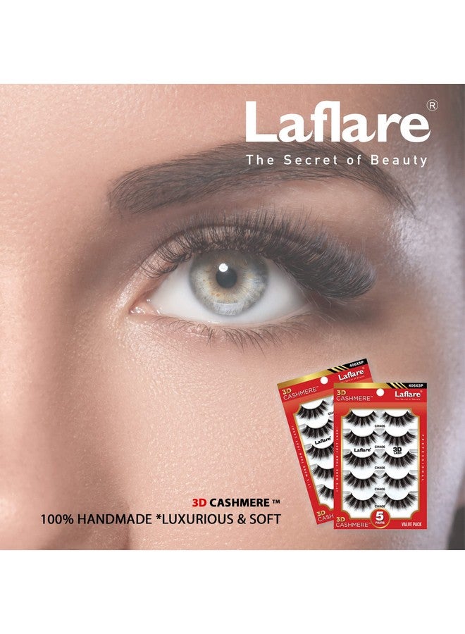 لافلير رموش صناعية ثلاثية الأبعاد من الكشمير Multipack، فائقة النعومة، فاخرة، خالية من القسوة، وقابلة لإعادة الاستخدام، 5 أزواج، عبوة اقتصادية (102X5P) - Image 5