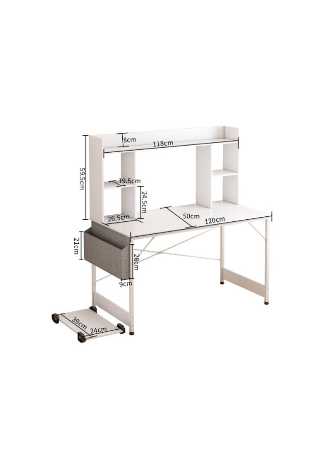 NEWLAN Computer Desk with Storage Bag, Home Office Desks with CPU Stand, Study Desk with Bookshelf Layer, Writing Study Desk for Bedroom. 120*50cm - Image 2