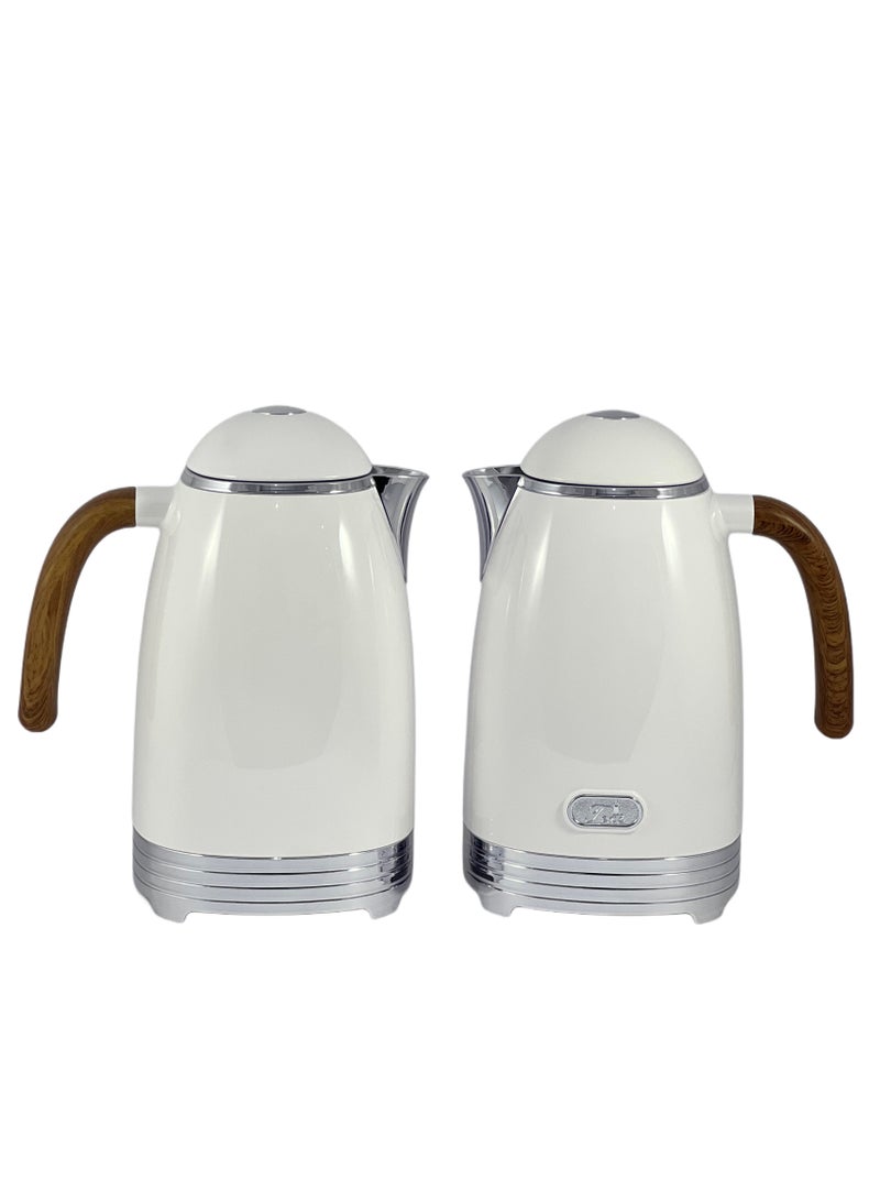 Homemaker White Silver Flask 1/1L 2 Pieces Stainless Steel Flask Set – Premium Insulated Flasks for Hot & Cold Beverages | Stylish and Durable Design - Image 2