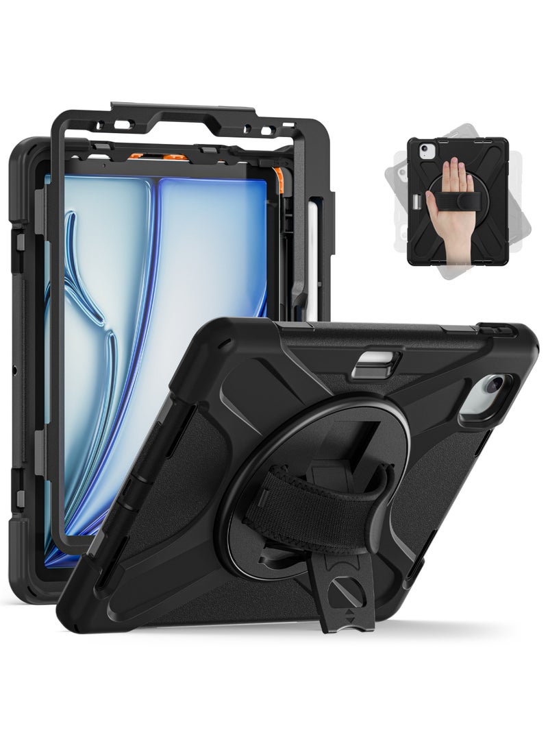 روك بو جراب لجهاز iPad Air 11 بوصة (M3/M2) 2025/2024، iPad Air 5 10.9 بوصة (2022)/Air 4 10.9 بوصة (2020) وiPad Pro 11 بوصة (2022/2021/2020/2018) مصنوع من السيليكون عالي التحمل عالي الجودة مع حامل قلم رصاص وحامل دوار 360 درجة لجهاز Air 11 بوصة/Pro 11 بوصة (2022-2018)/Air 10.9 بوصة - Image 1